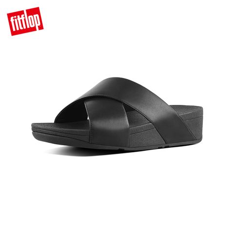 FitFlop LULU CROSS SLIDE SANDALS - LEATHER經典交叉涼鞋-女(黑色)