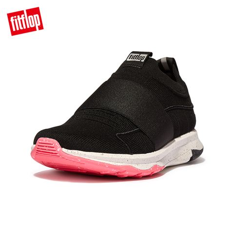 FitFlop VITAMIN FF e01 KNIT ELASTIC SPORTS SNEAKERS彈力帶撞色運動鞋-女(黑色)