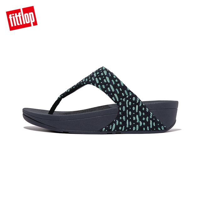 FitFlop LULU GEO-WEBBING CROSS SLIDES織帶交叉涼鞋-女(午夜藍)