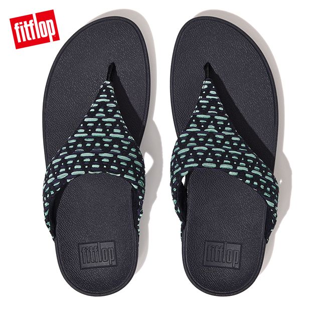 FitFlop LULU GEO-WEBBING CROSS SLIDES織帶交叉涼鞋-女(午夜藍)