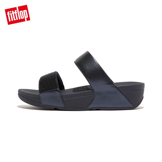 FitFlop LULU OPUL SLIDES經典水鑽雙帶涼鞋-女(午夜藍)