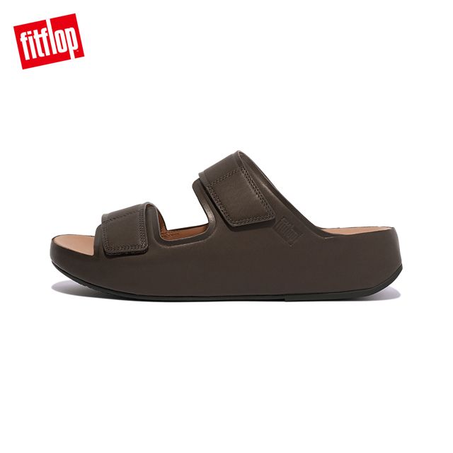 FitFlop SAMEL MENS ADJUSTABLE LEATHER SLIDES可調節雙帶皮革涼鞋-男(巧克力棕)