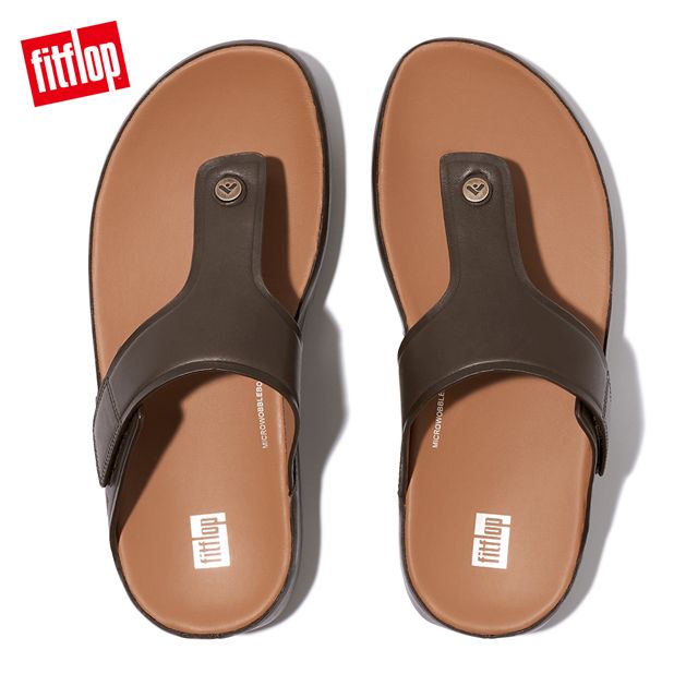 FitFlop SAMEL MENS ADJUSTABLE LEATHER TOE-POST SANDALS可調節皮革夾腳涼鞋-男(巧克力棕)