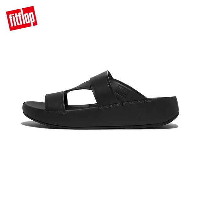 FitFlop SAMEL MENS LEATHER SLIDES 雙帶皮革涼鞋-男(靓黑色)