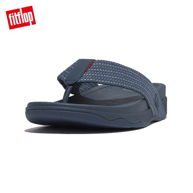 FitFlop SURFER MENS WEAVE-STRIPE TOE-POST SANDALS織帶條紋夾腳涼鞋-男(藍綠黑灰色)