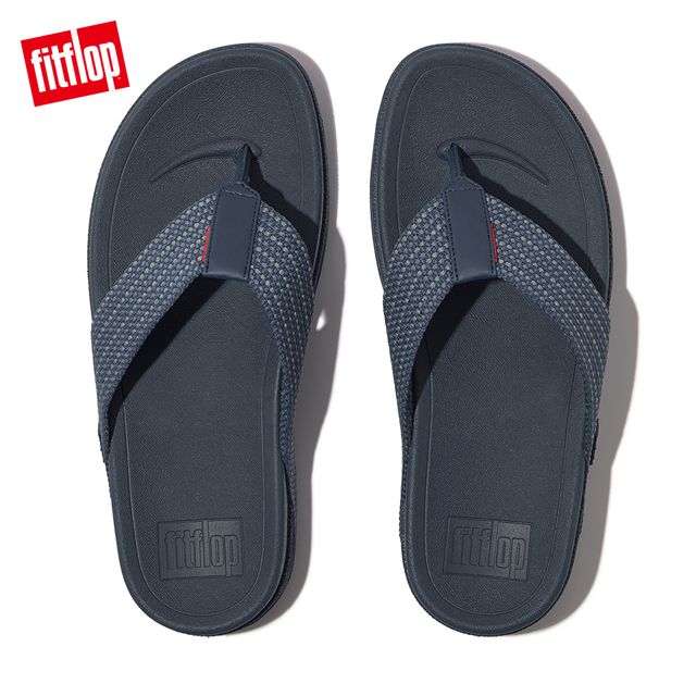 FitFlop SURFER MENS WEAVE-STRIPE TOE-POST SANDALS織帶條紋夾腳涼鞋-男(藍綠黑灰色)