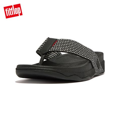 FitFlop SURFER MENS WEAVE-STRIPE TOE-POST SANDALS織帶條紋夾腳涼鞋-男(黑白色)