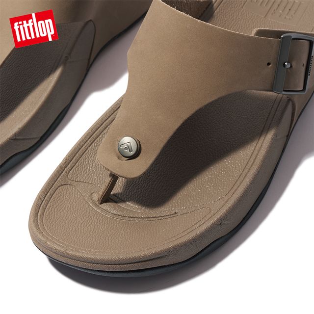 FitFlop TRAKK II MENS BUCKLE LEATHER TOE POST SANDALS