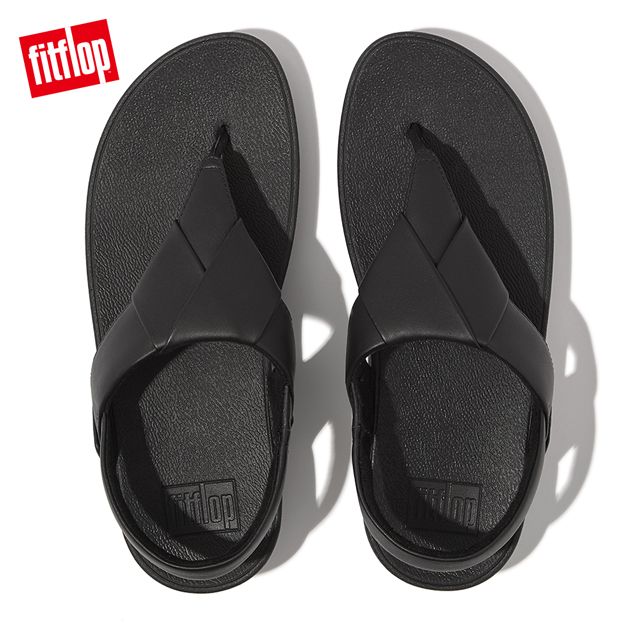 FitFlop LULU FOLDED-LEATHER BACK-STRAP SANDALS摺疊造型皮革後帶夾腳涼鞋-女(靓黑色)