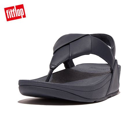 FitFlop LULU FOLDED-LEATHER BACK-STRAP SANDALS摺疊造型皮革後帶夾腳涼鞋-女(午夜藍)