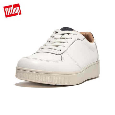 FitFlop RALLY LEATHER PANEL SNEAKERS撞色拼接繫帶休閒鞋-女(都會白/午夜藍)
