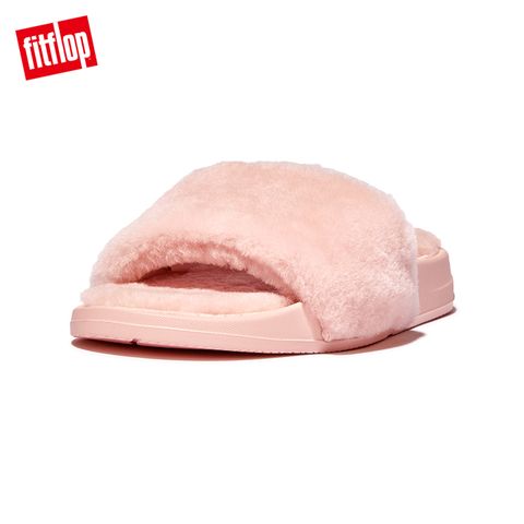 FitFlop iQUSHION SHEARLING SLIDES輕量羊毛毛絨一片式涼鞋-女(玫瑰鹽)