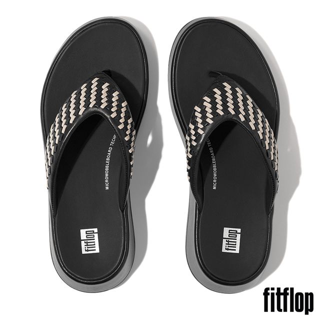 FitFlop F-MODE 編織皮革厚底夾脚涼鞋-女(駝色)