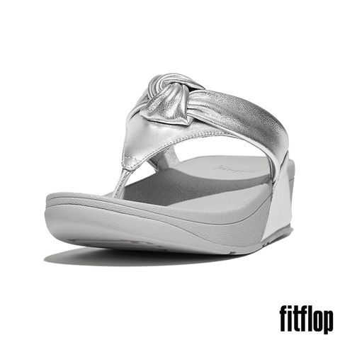 FitFlop LULU 軟墊結飾金屬皮革夾脚涼鞋-女(銀色)