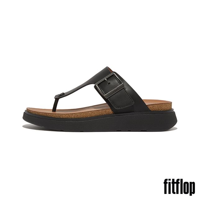 FitFlop GEN-FF 金屬扣環調整式皮革夾脚涼鞋-男(黑色)