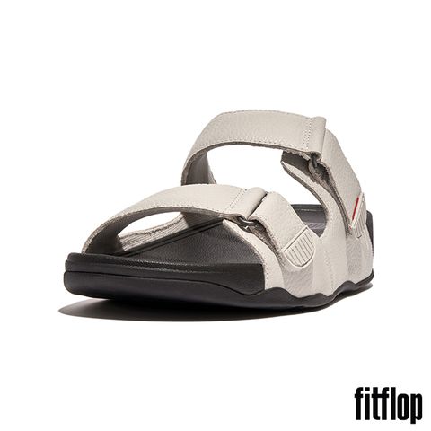 【FitFlop】GOGH MOC 調節魔鬼氈皮革涼鞋-男(灰色)