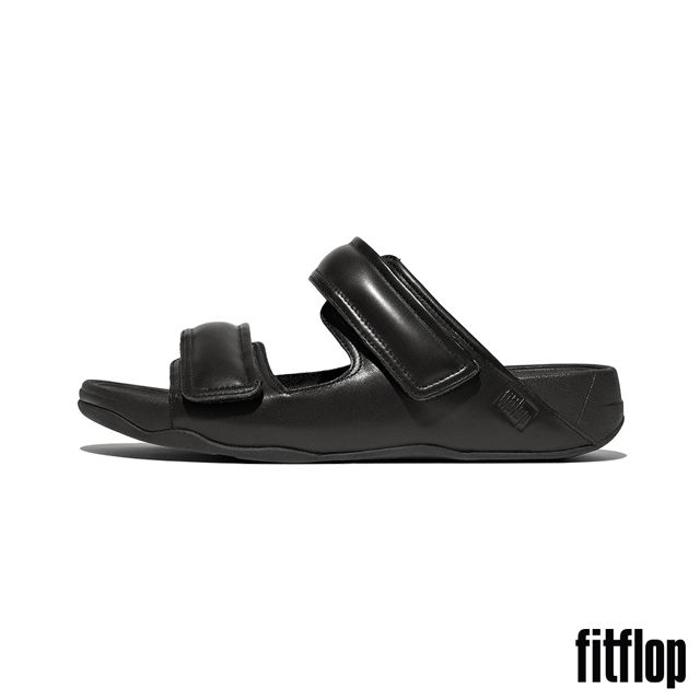 FitFlop GOGH MOC 可調式軟墊皮革涼鞋-男(黑色)