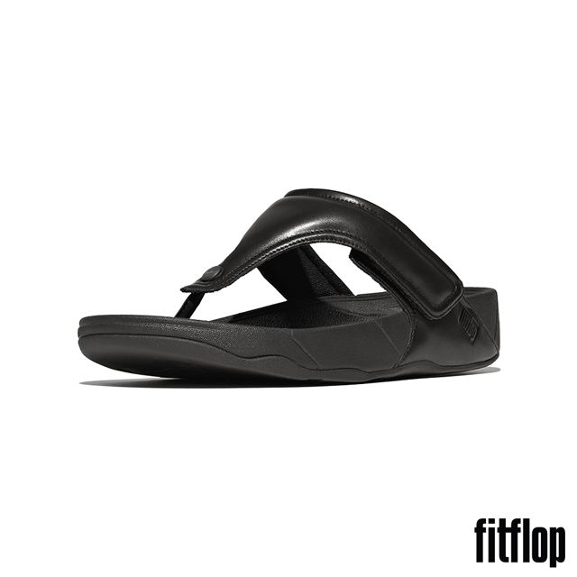 FitFlop TRAKK II 可調式軟墊皮革夾腳涼鞋-男(黑色)