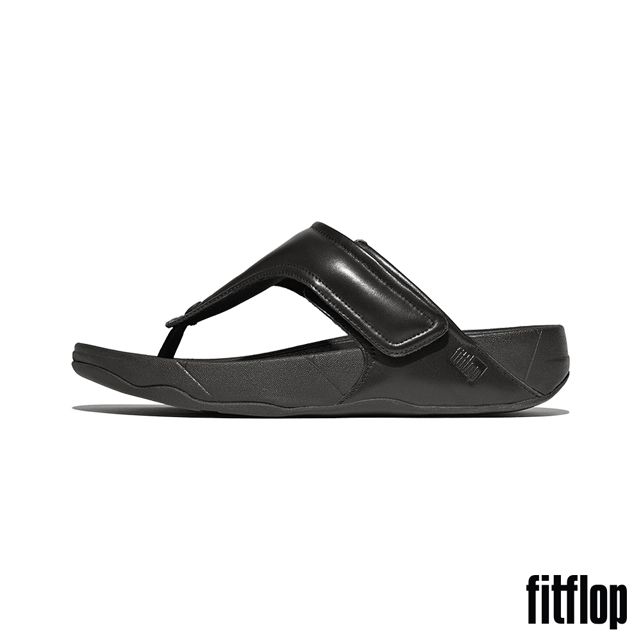 FitFlop TRAKK II 可調式軟墊皮革夾腳涼鞋-男(黑色)