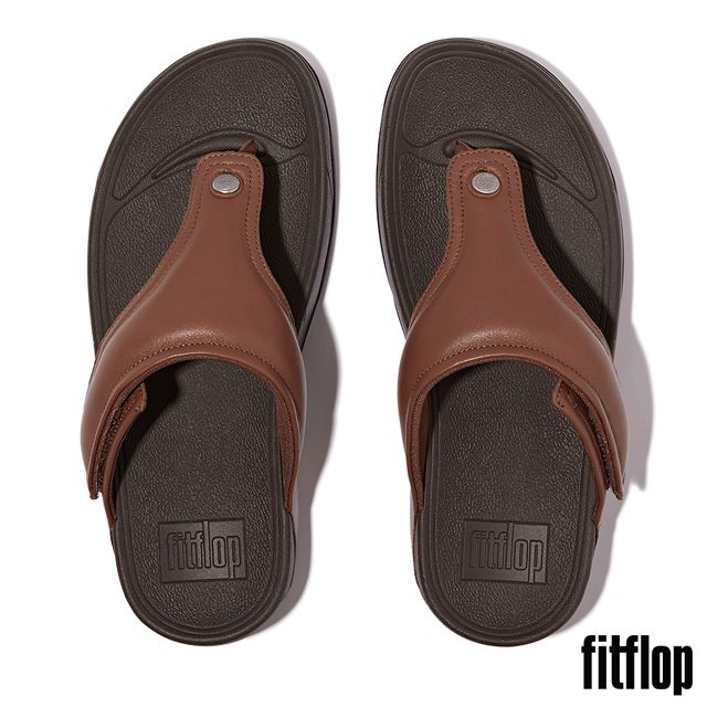 FitFlop TRAKK II 可調式軟墊皮革夾腳涼鞋-男(棕色)