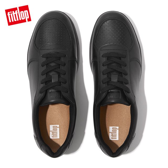 FitFlop RALLY LEATHER PANEL SNEAKERS 運動風繫帶休閒鞋-女(靚黑色)