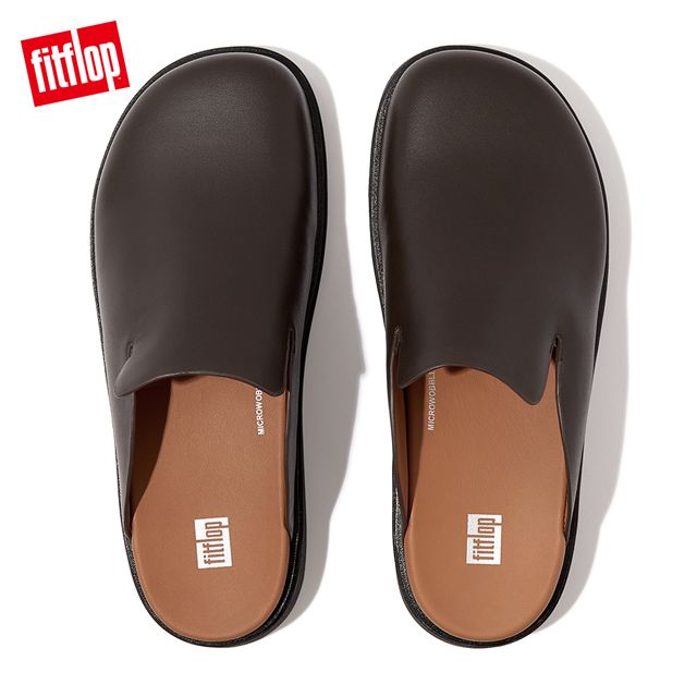 FitFlop GEN-FF MENS LEATHER MULES 經典舒適木屐鞋-男(巧克力棕)