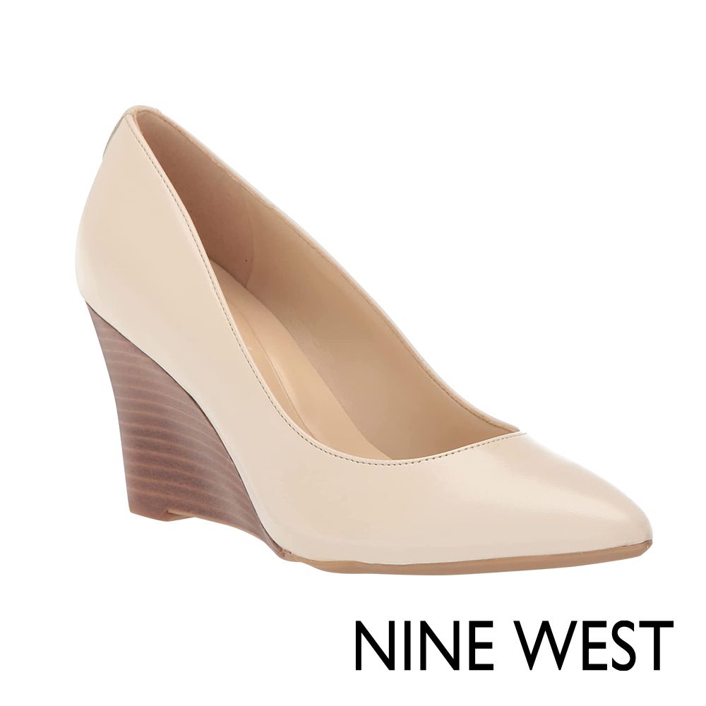 NINE WEST  CAL9X9 尖頭楔型高跟鞋-米白色