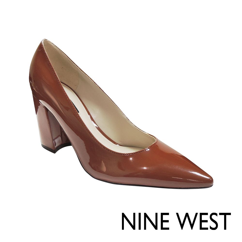 NINE WEST  CARA  尖頭粗跟高跟鞋-焦糖棕