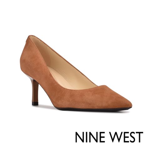 【零碼出清 剩US7.5/8/8.5/9.5/10】NINE WEST KUNA9X9 麂皮尖頭高跟鞋-焦糖棕