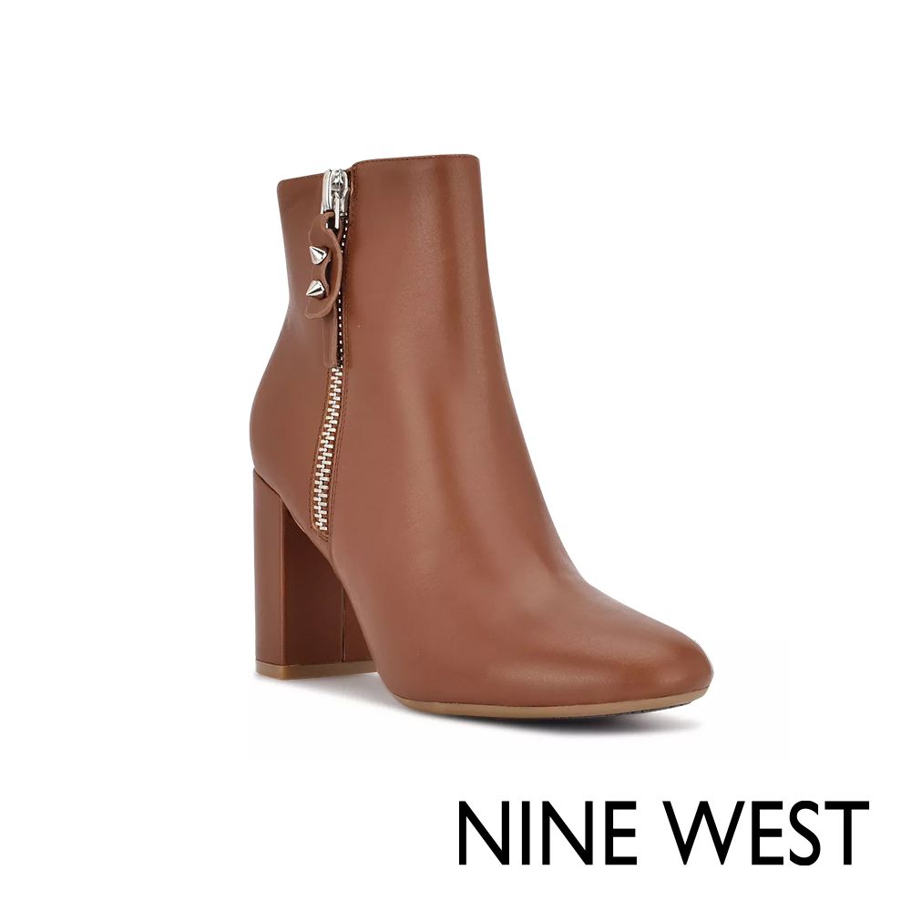 NINE WEST  TAKES 9x9粗跟高跟踝靴-焦糖棕