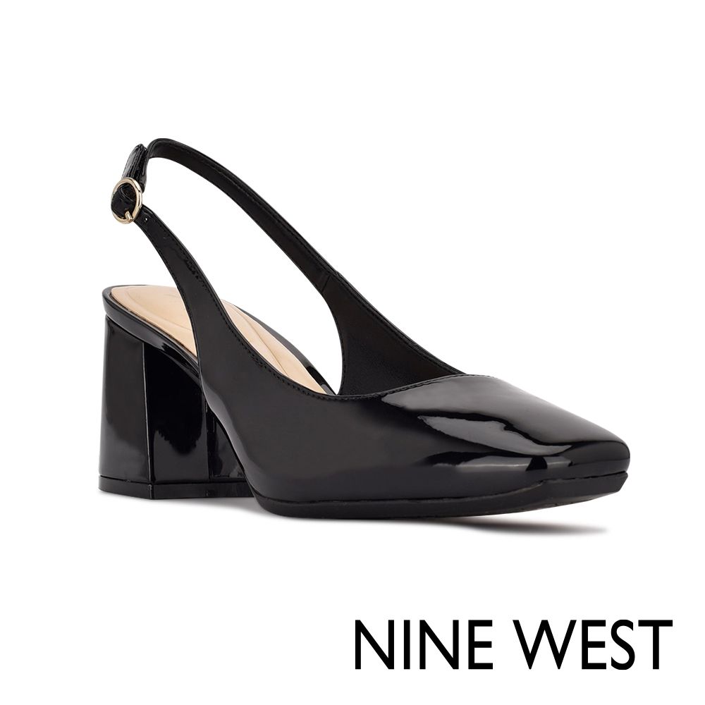 NINE WEST  VILA 9x9 方頭粗跟穆勒鞋-黑色