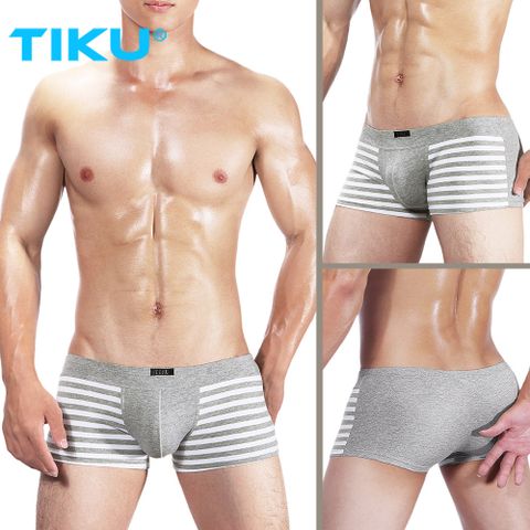 TIKU 梯酷 ~ 條紋派對 棉質透氣超彈 平口男內褲 - (1238)-2件組 買就送平口男內褲1件