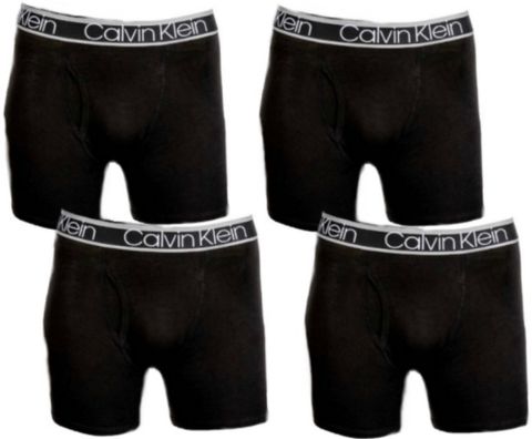 Calvin Klein COTTON 短版四角男內褲 透氣棉質 黑色 4件一組