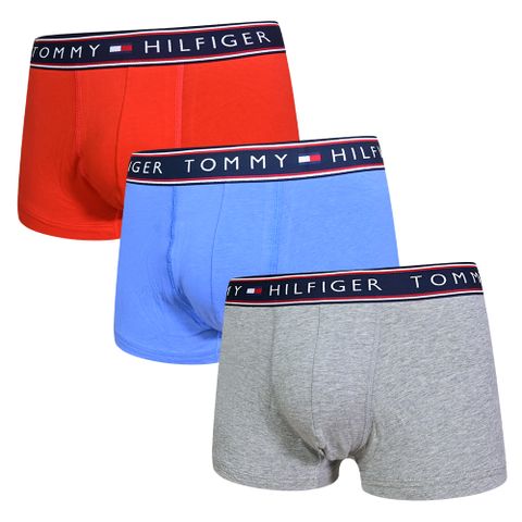 Tommy Hilfiger Cotton Stretch 男內褲 棉質高彈力 平口/四角褲 紅、淺藍、灰(三入組)