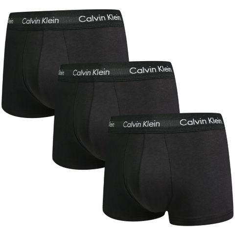 Calvin Klein Cotton Stretch 男內褲 棉質彈力舒適 平口/四角褲 CK內褲 黑色(三件組)