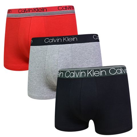 Calvin Klein Cotton 3 Pk 男內褲 棉質舒適彈力 平口/四角褲 CK內褲三入組(黑、灰、紅)