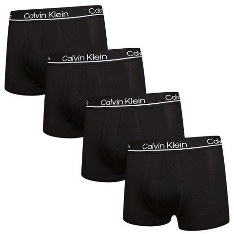 Calvin Klein Microfiber Stretch 四件組 絲質黑色速乾高彈力男性平口/四角褲(黑色四件)