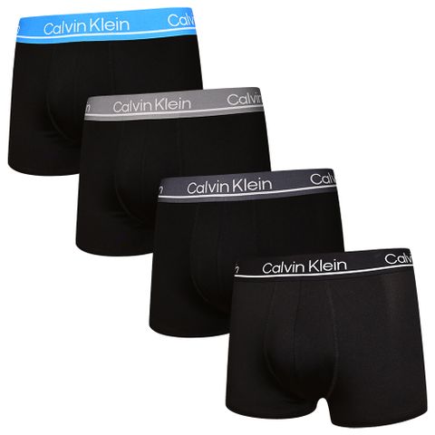 Calvin Klein Microfiber Stretch 四件組 絲質黑色速乾高彈力男性平口/四角褲(黑色系四件組)