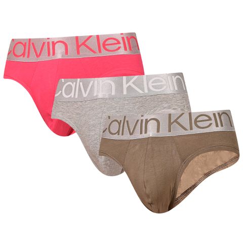 Calvin Klein Reconsidered Steel 三入組 棉質寬腰帶合身三角褲 CK內褲(桃、灰、咖啡)