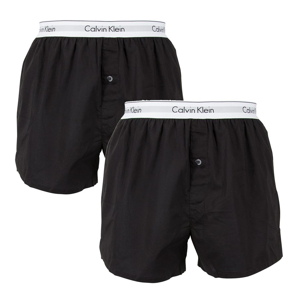 Calvin Klein 凱文克萊 Modern Body-Defining Fit 棉質寬鬆版四角褲 CK內褲-(黑色二件組)