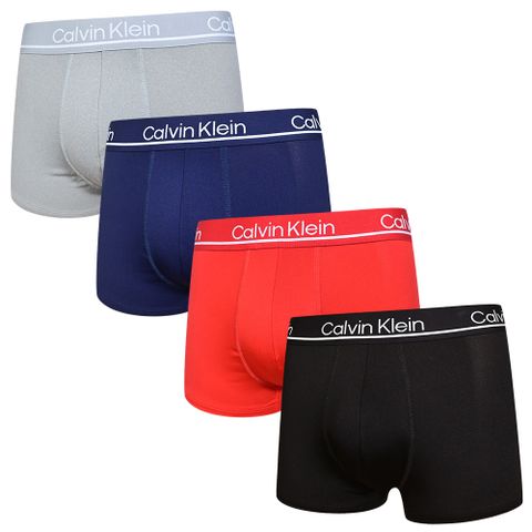 Calvin Klein Microfiber Stretch 四件組 絲質速乾高彈力男性平口/四角褲(灰藍紅黑)