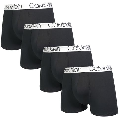 Calvin Klein Microfiber莫代爾 四入組 男內褲絲質舒適 平口/四角褲 CK內褲(黑色四件組)