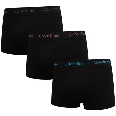 Calvin Klein Cotton Stretch 棉質彈性舒適 四角褲/平口褲/CK內褲-三色褲帶 黑色 三入組(11)