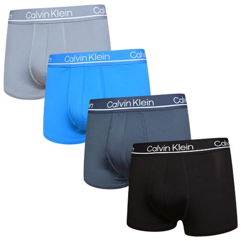 Calvin Klein Microfiber Stretch 四件組 絲質黑色速乾高彈力男性平口/四角褲(黑色系四件組)