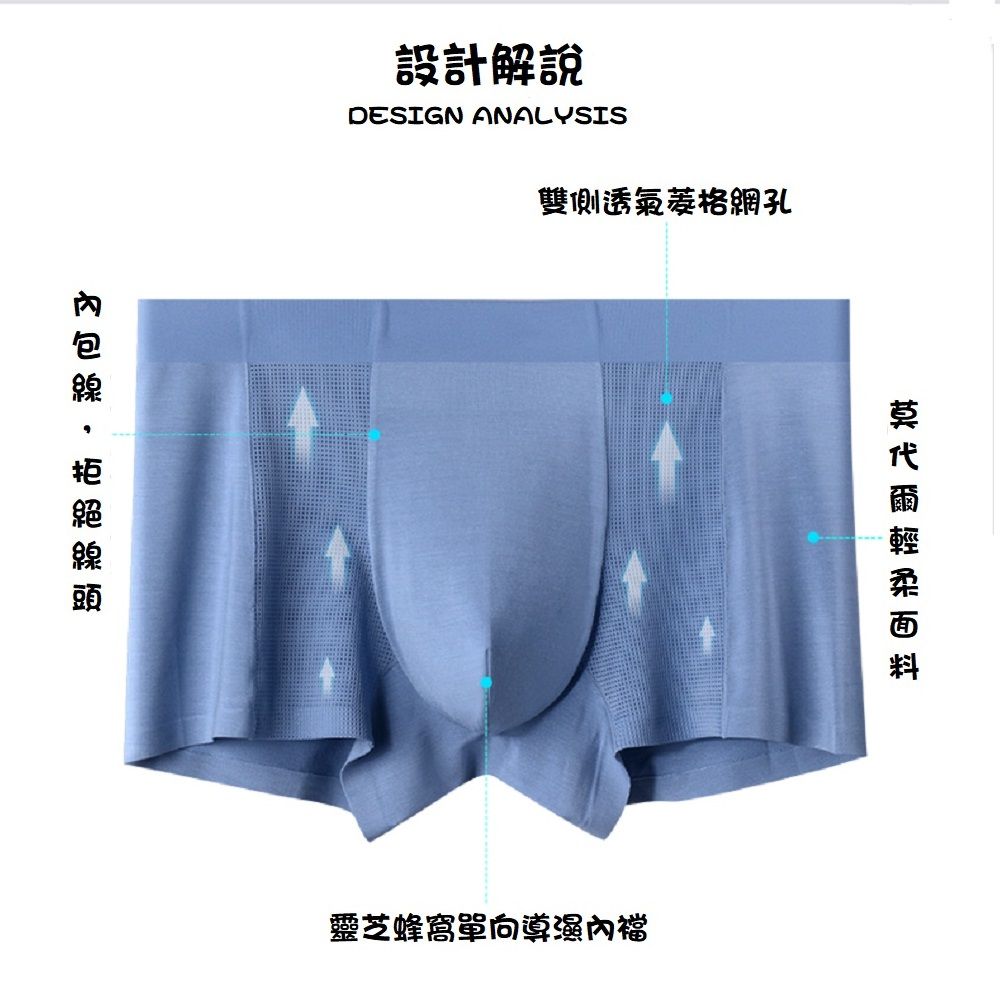 A&R 新款 莫代爾 網狀透氣無痕男士平口褲3入組(莫代爾 網狀 透氣 無痕 男內褲)
