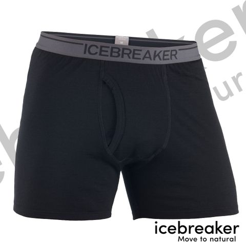 icebreaker 男彈性平口寬鬆四角內褲-BF150-黑