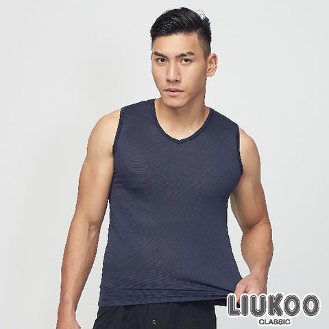 【LIUKOO】吸排素面寬肩背心-丈青