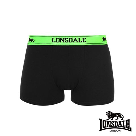 LONSDALE 英國小獅-英式極簡風-高彈性平口褲(2入)-黑織帶綠 LT422011