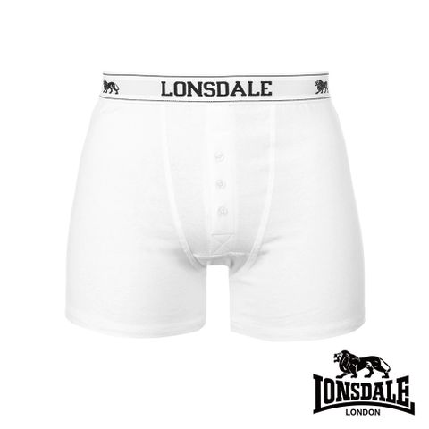 LONSDALE 英國小獅 -英倫紳士-鈕扣平口褲(2入)-白色-LT422013