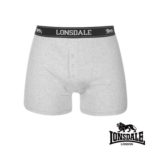 LONSDALE 英國小獅 -英倫紳士-鈕扣平口褲(2入)-灰色-LT422013